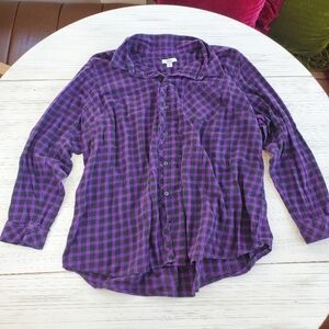 Croft And Barrow Purple Plaid Button-Up Shirt 2X
